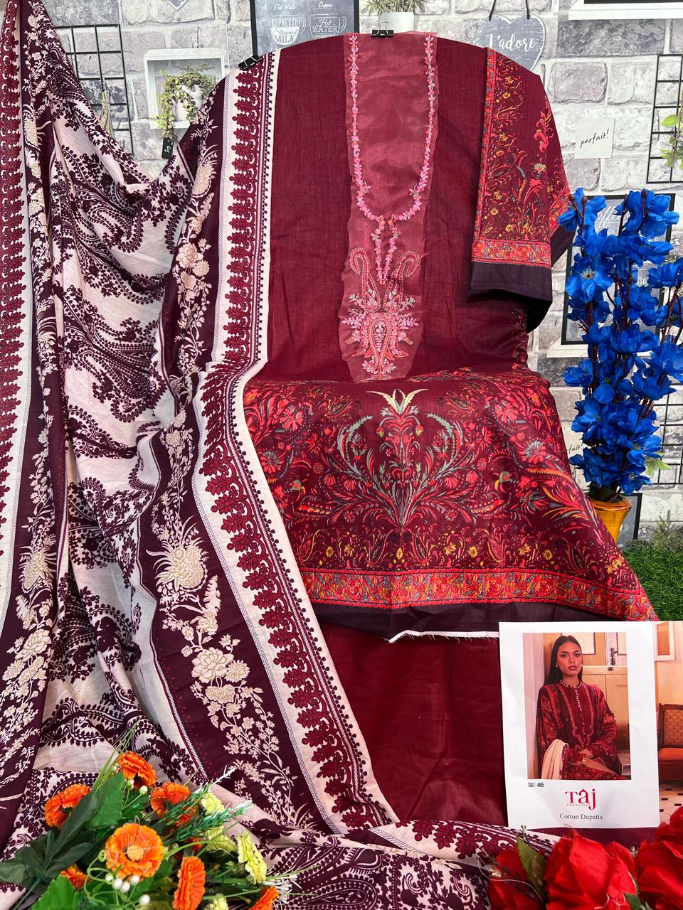485 And 487 Taj Cotton Hit Pakistani Salwar Suits Wholesale Shop In Surat
